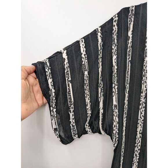 Vintage Chicos Sheer Kimono Women Size S Striped Open Front Mesh Coastal Capsule - Picture 6 of 10